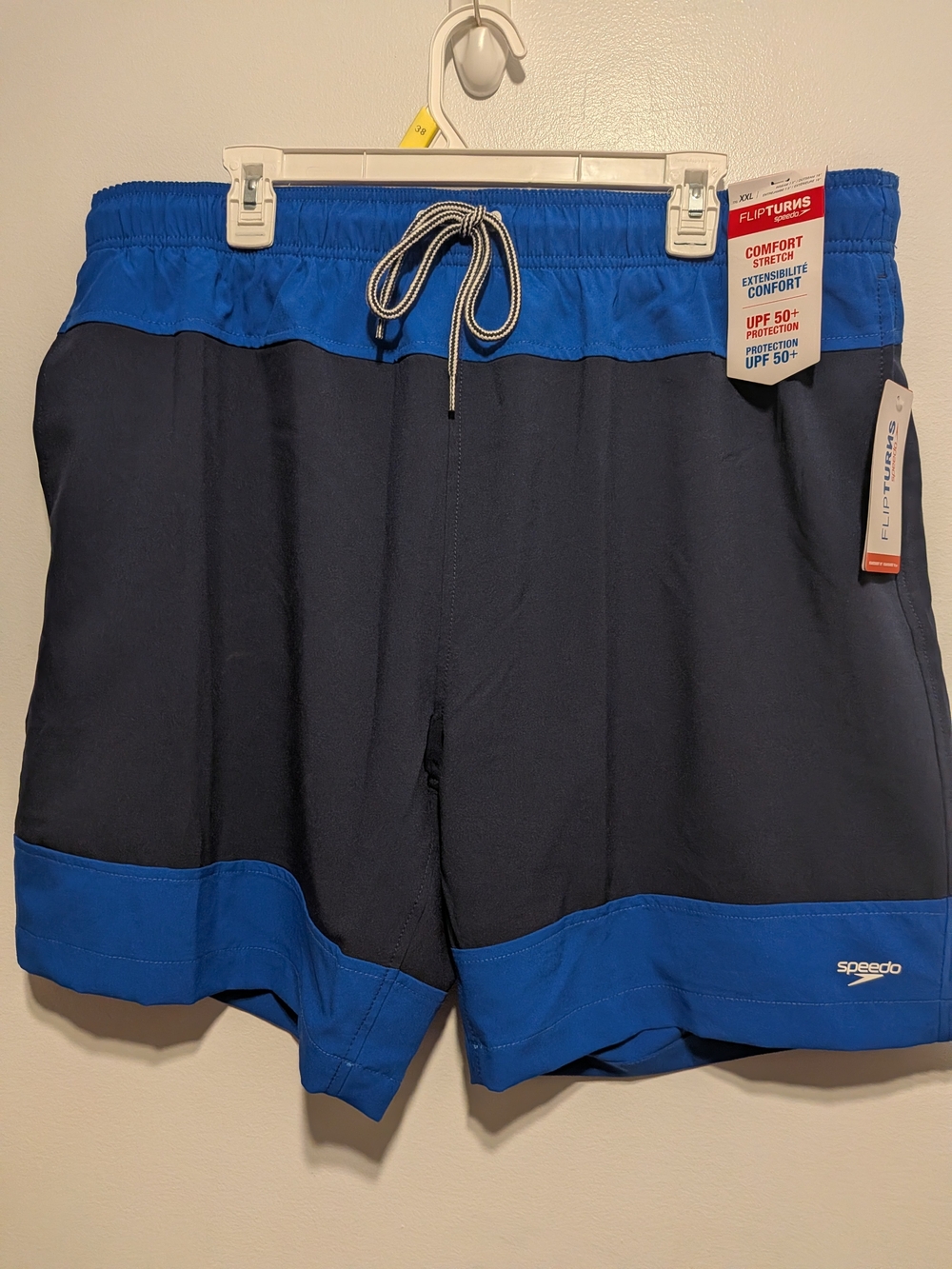 Speedo Men’s Navy and Royal Blue Colorblock Swim Trunks